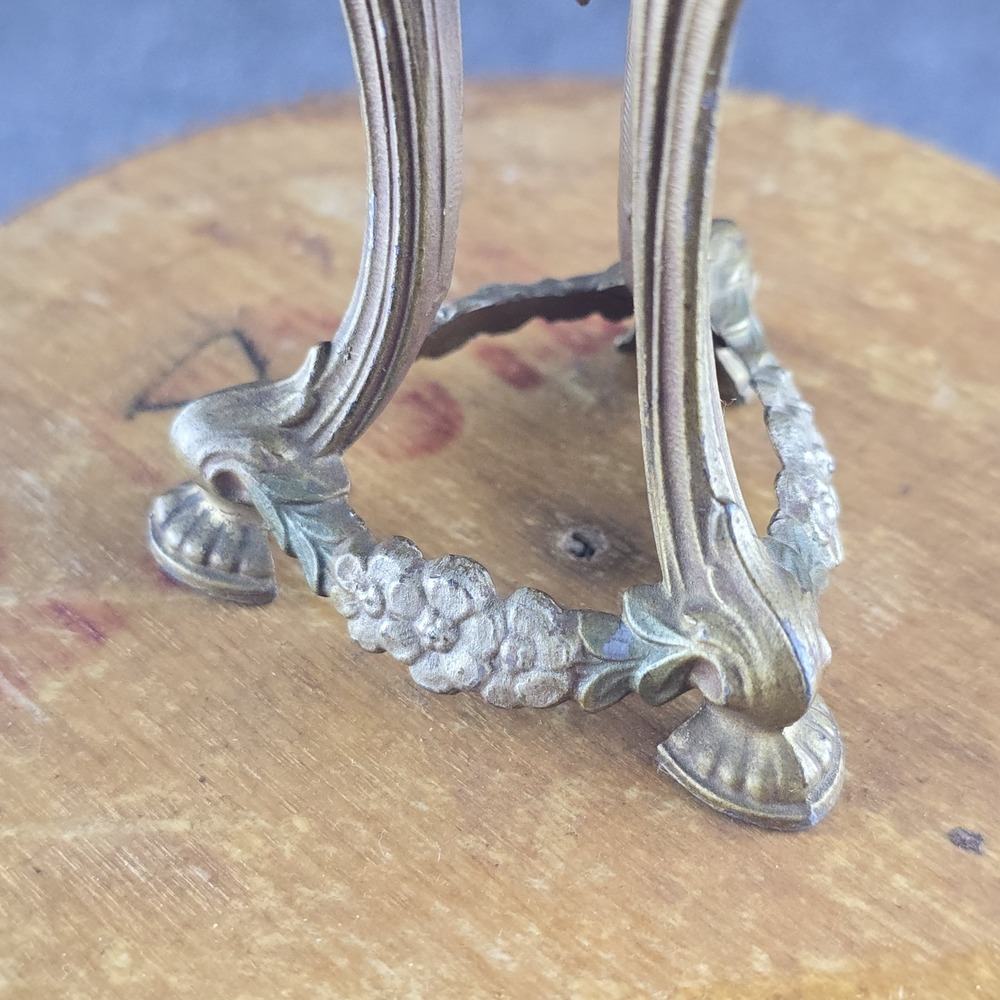 Antique Art Nouveau Spelter Incense Burner Censer Floral Tripod Bronze Finish - Picture 6 of 8